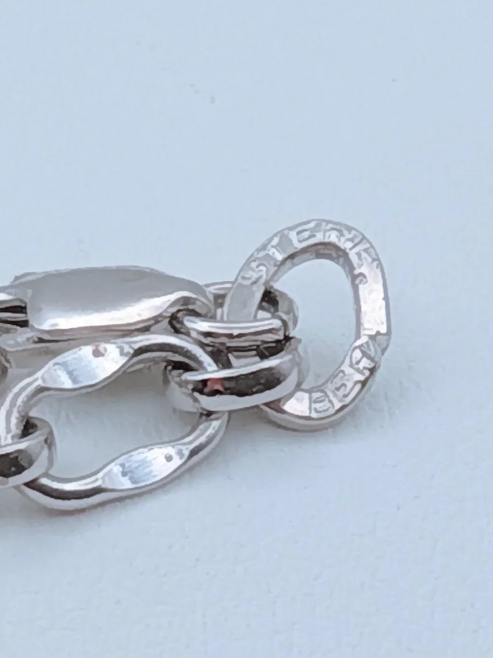 Vintage 925 Sterling Silver Wavy Oval Link Chain Bracelet